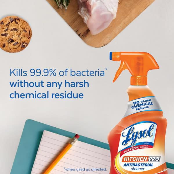 Nettoyant antibactérien de cuisine Lysol, dégraissant puissant Kitchen-Pro,  dégraissage imbattable 650 mL 