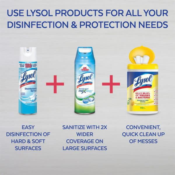 Lysol Disinfectant Spray, Spring Waterfall, Disinfect and Eliminate Odours on Hard Surfaces & Fabrics, 539 g