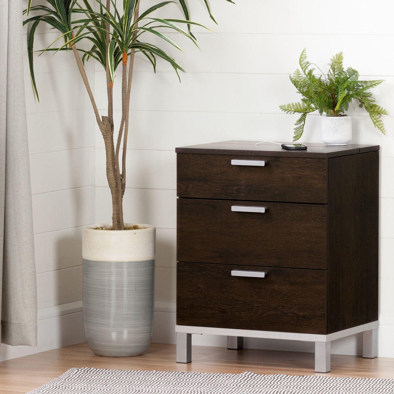 South Shore Flexible Nightstand With Charging Station And Drawers Walmart Canada