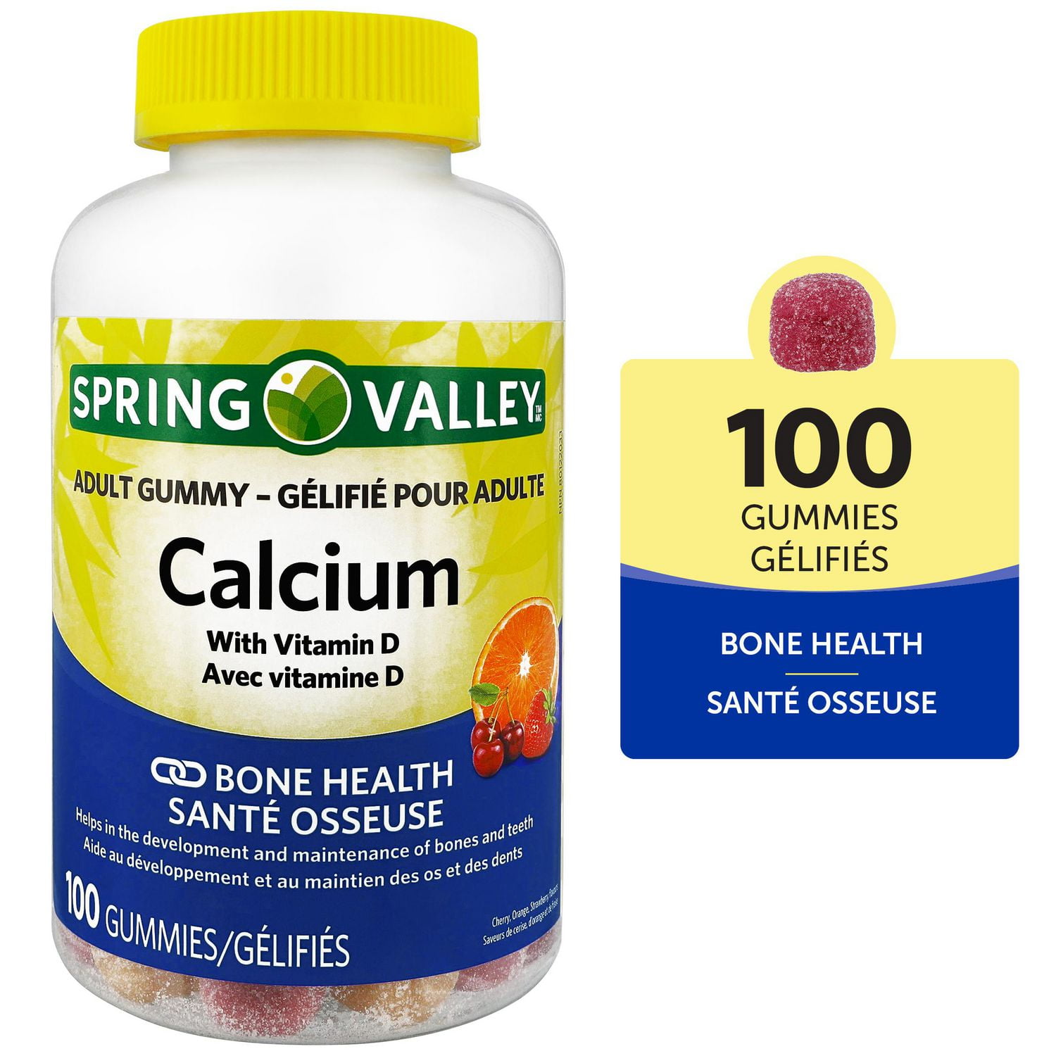 Spring Valley Calcium With Vitamin D Gummy, 100 Gummies. Adult Gummy.