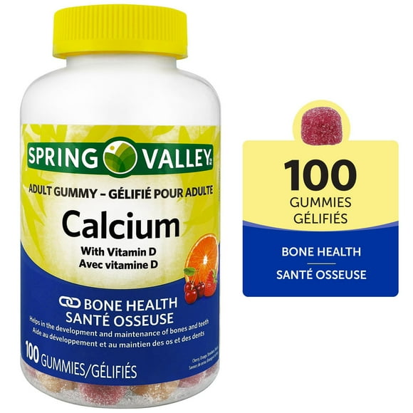 Spring Valley Calcium With Vitamin D Gummy, 100 Gummies. Adult Gummy.