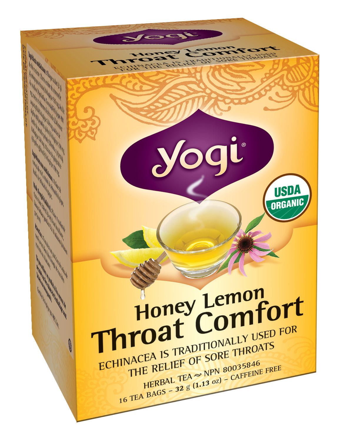 Yogi Teas - Honey Lemon Throat Comfort Herbal Tea - 16 Bags 32 g ...