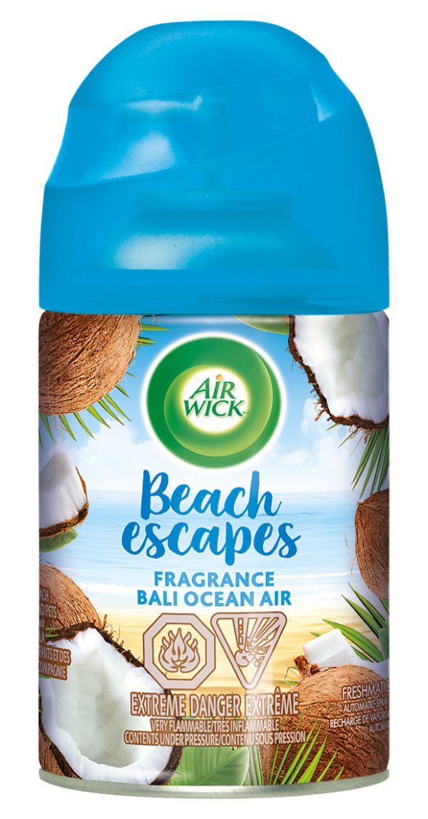 Assainisseur d'air AirWick Freshmatic, Recharges de vaporisateur  automatique, Beach Escapes: Air océanique de Bali, 1 recharge 175 g 