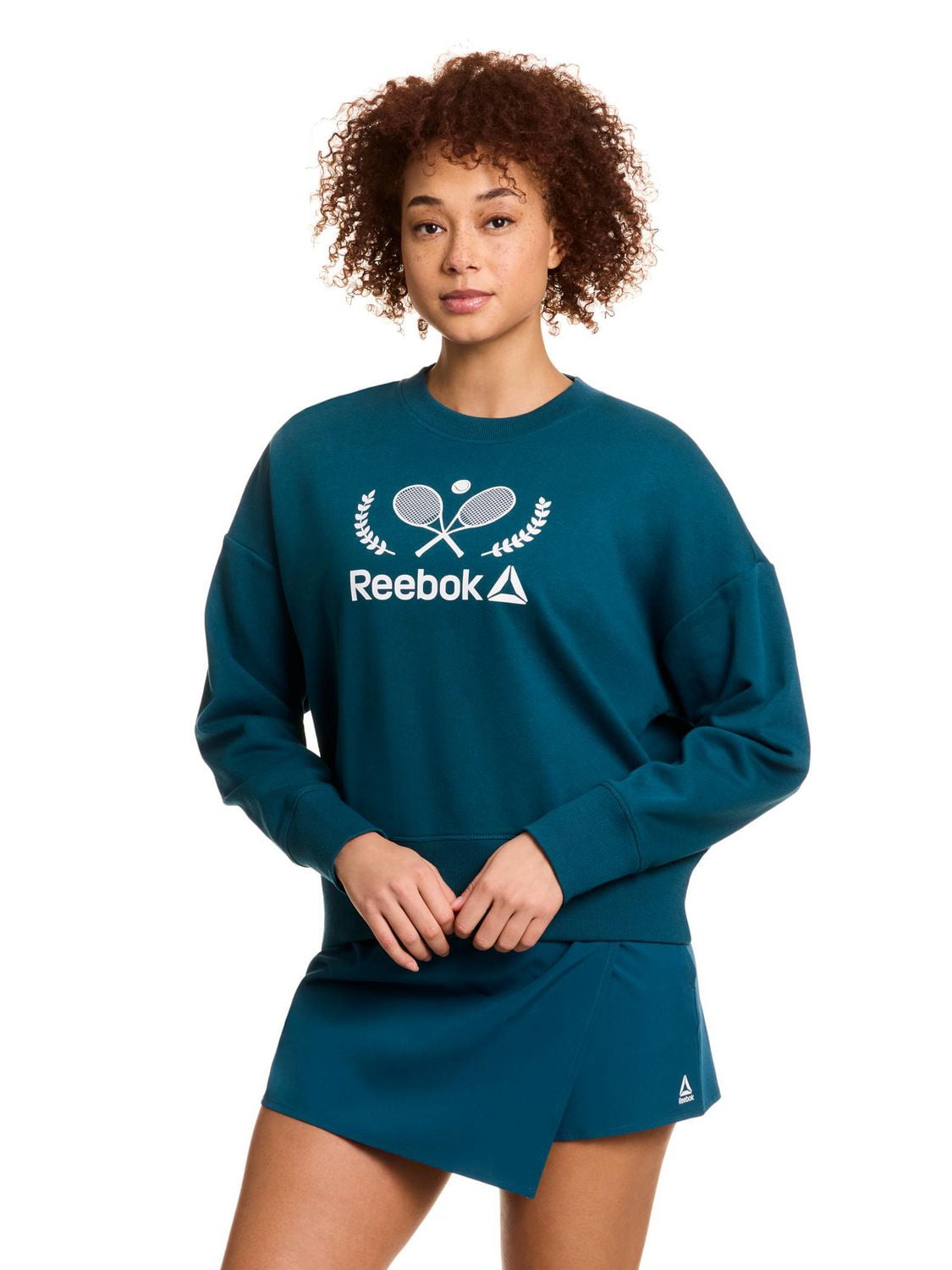 Reebok Prep Sweat-shirt à col rond French Terry pour femme