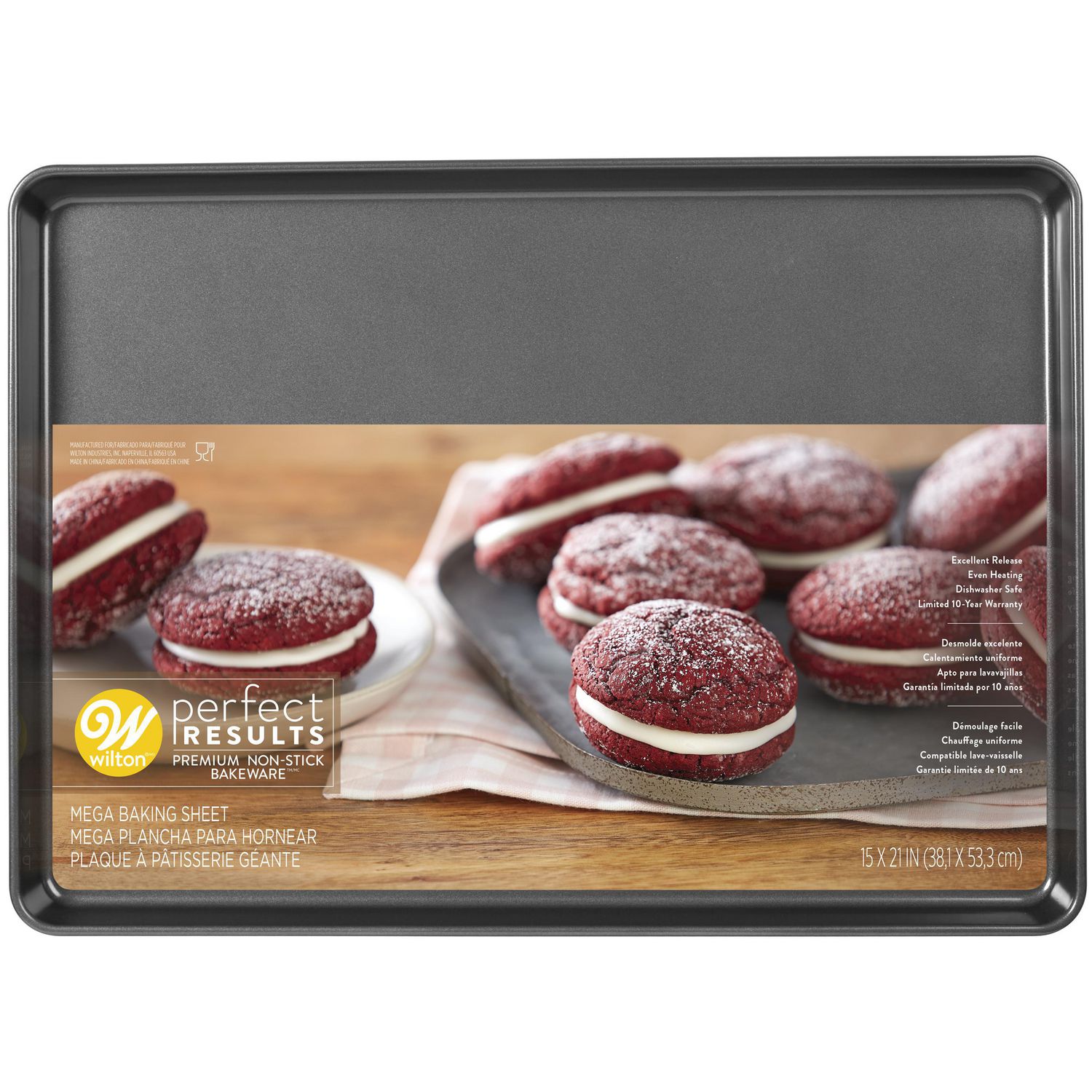 Plaque à biscuits MASTER chef antiadhésive en silicone, rouge, 15 x 11 po