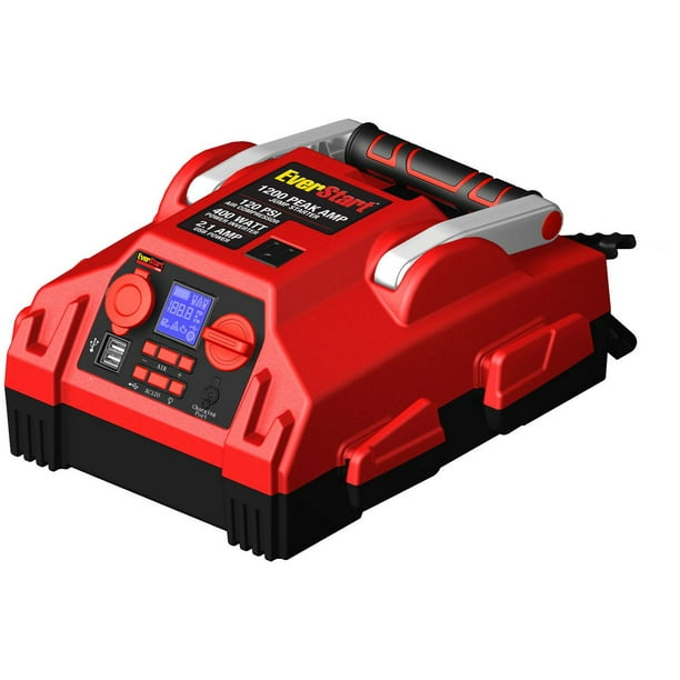 EverStart 1200 Peak Amp Jump Starter with Digital Compressor & 400W
