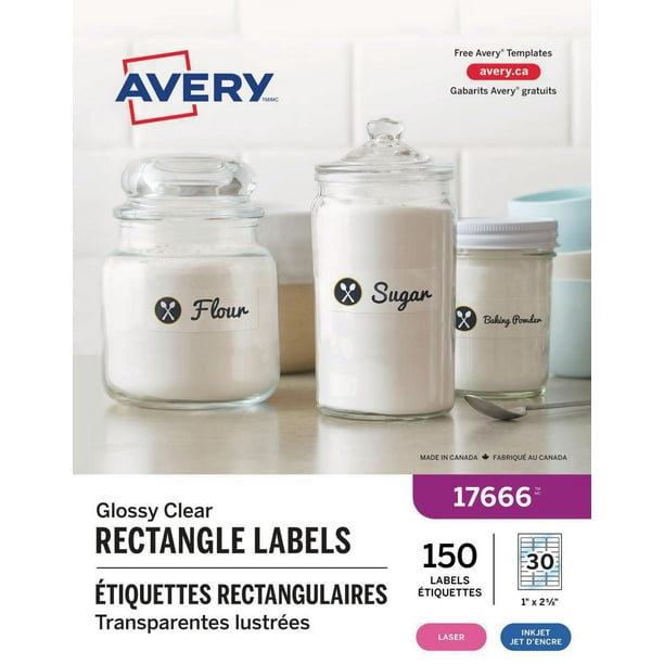 Avery® Étiquettes rectangulaires transparentes avec Easy Peel®, 1