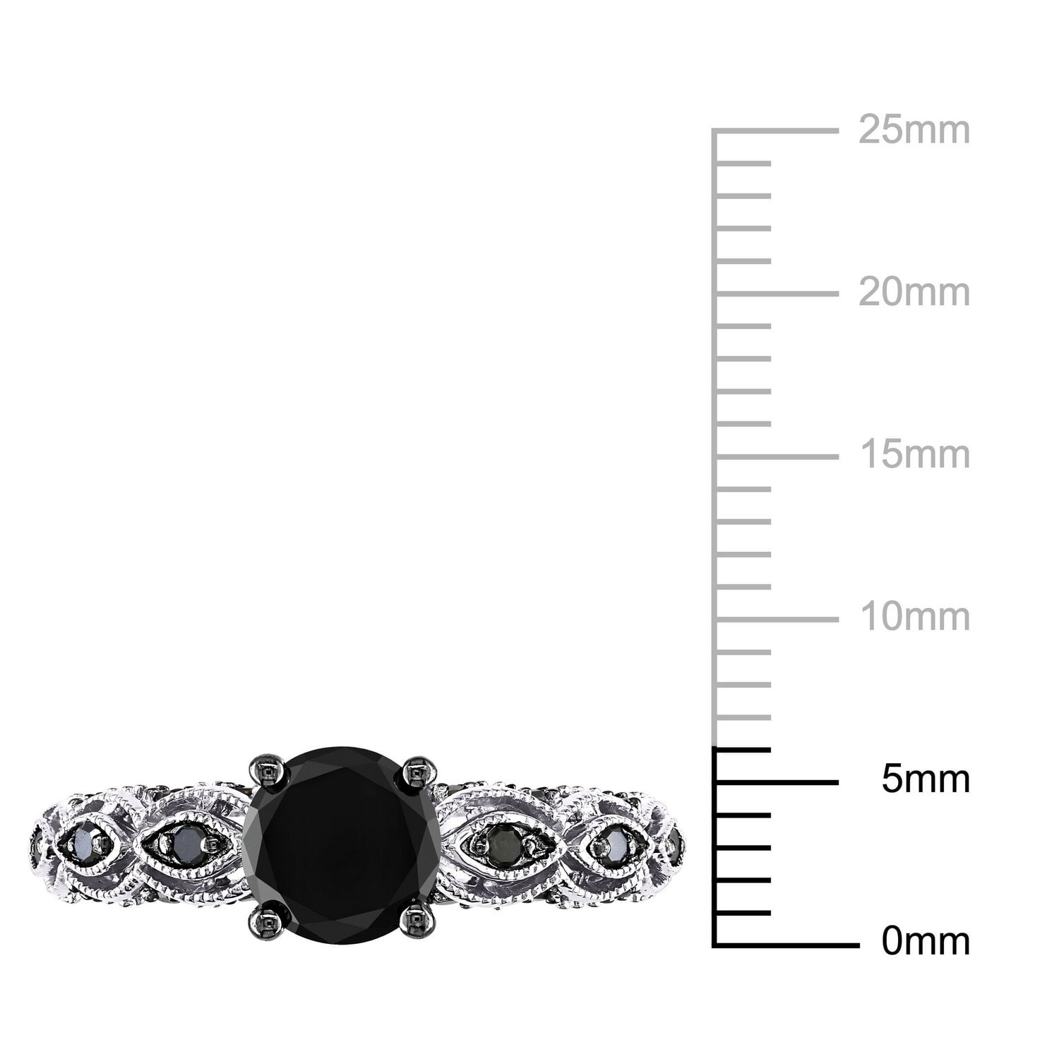 Bague de fiançailles Miabella avec diamants noirs 1,25 ct poids total en or blanc 10 k