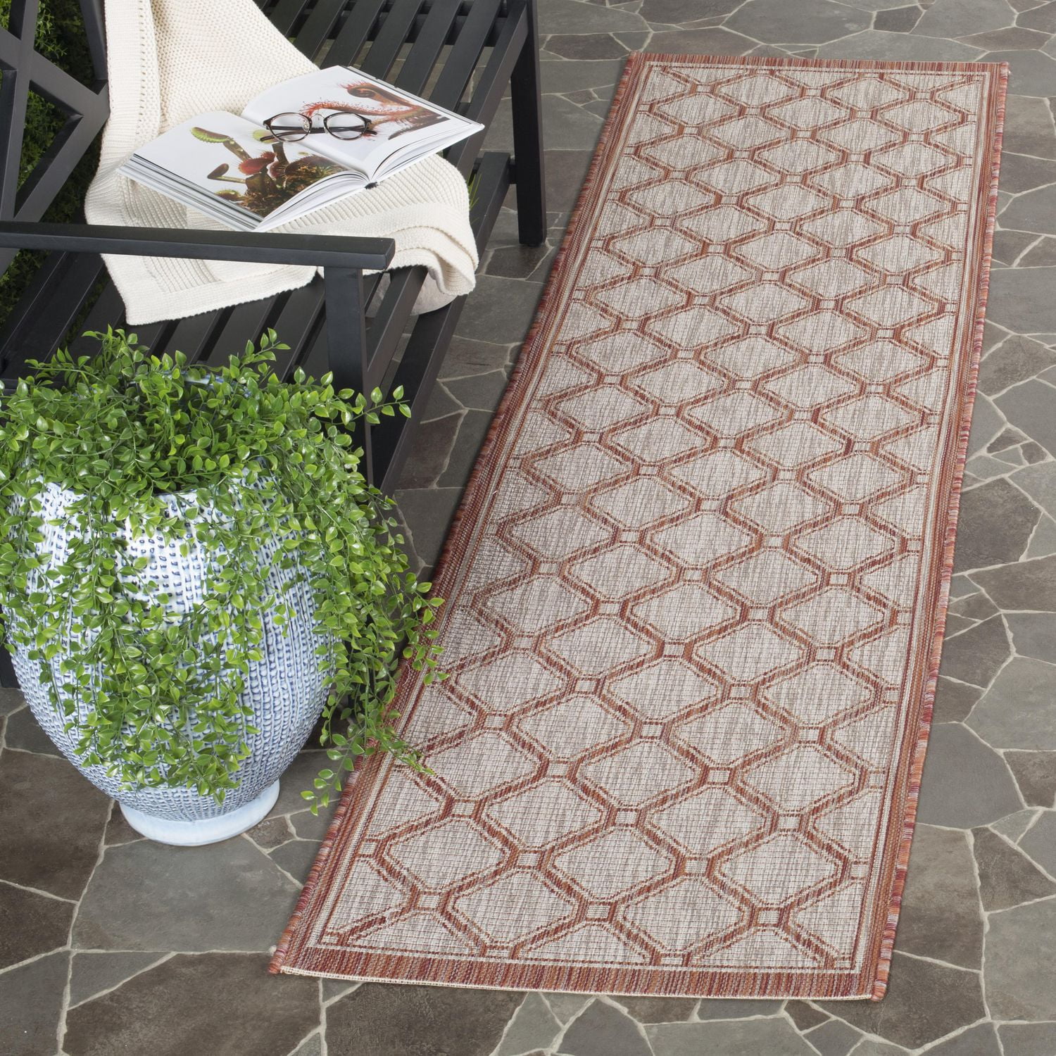 Safavieh Courtyard Maksim Geometric Bordered Outdoor Area Rug Walmart