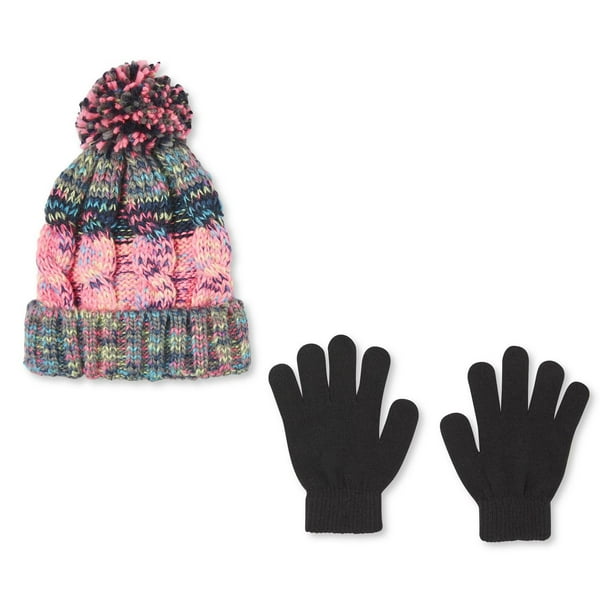 Ensemble de gants et de chapeau en tricot jaspé George pour filles