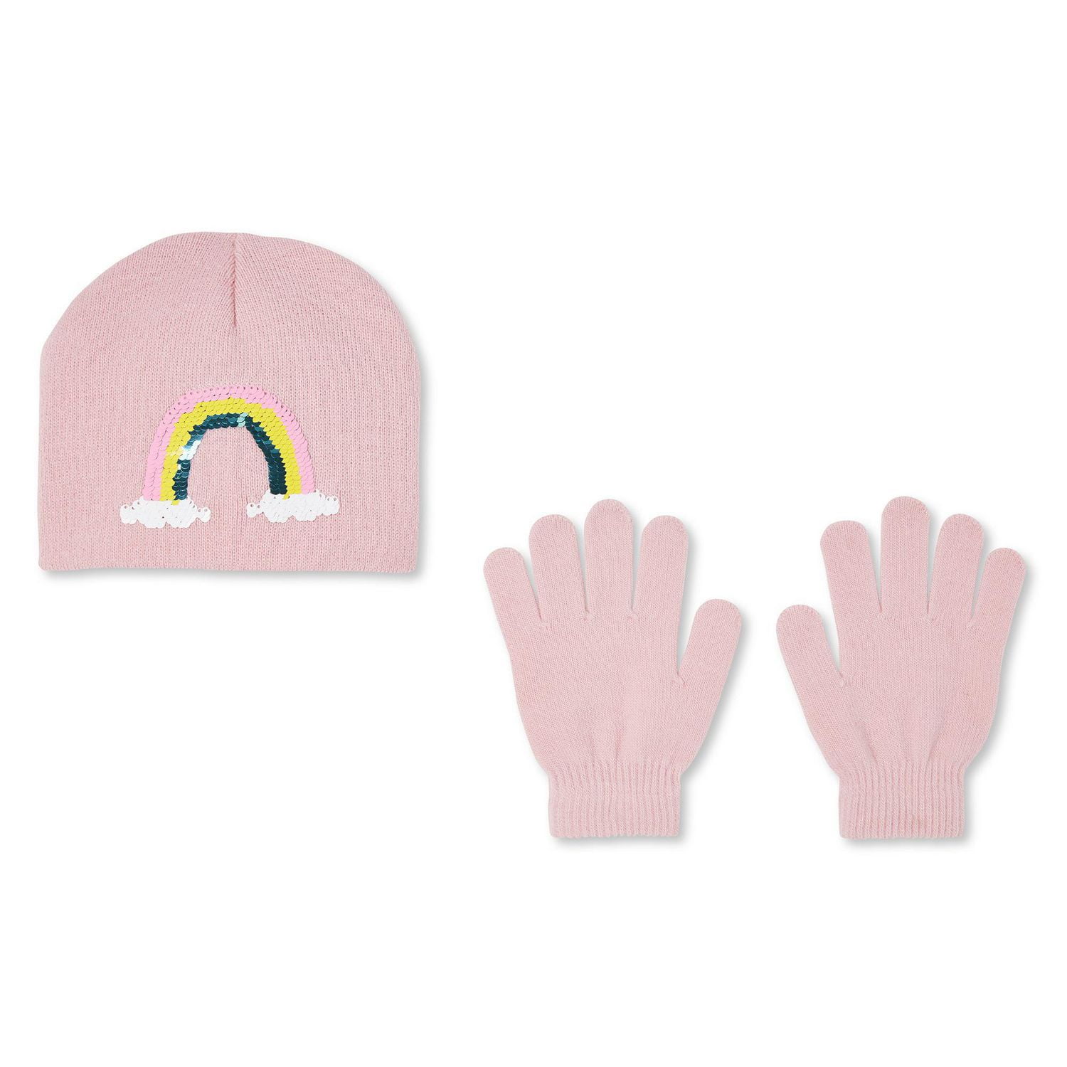 Ensemble 2 pièces avec bonnet orné d’un arc-en-ciel en paillettes et gants George pour filles
