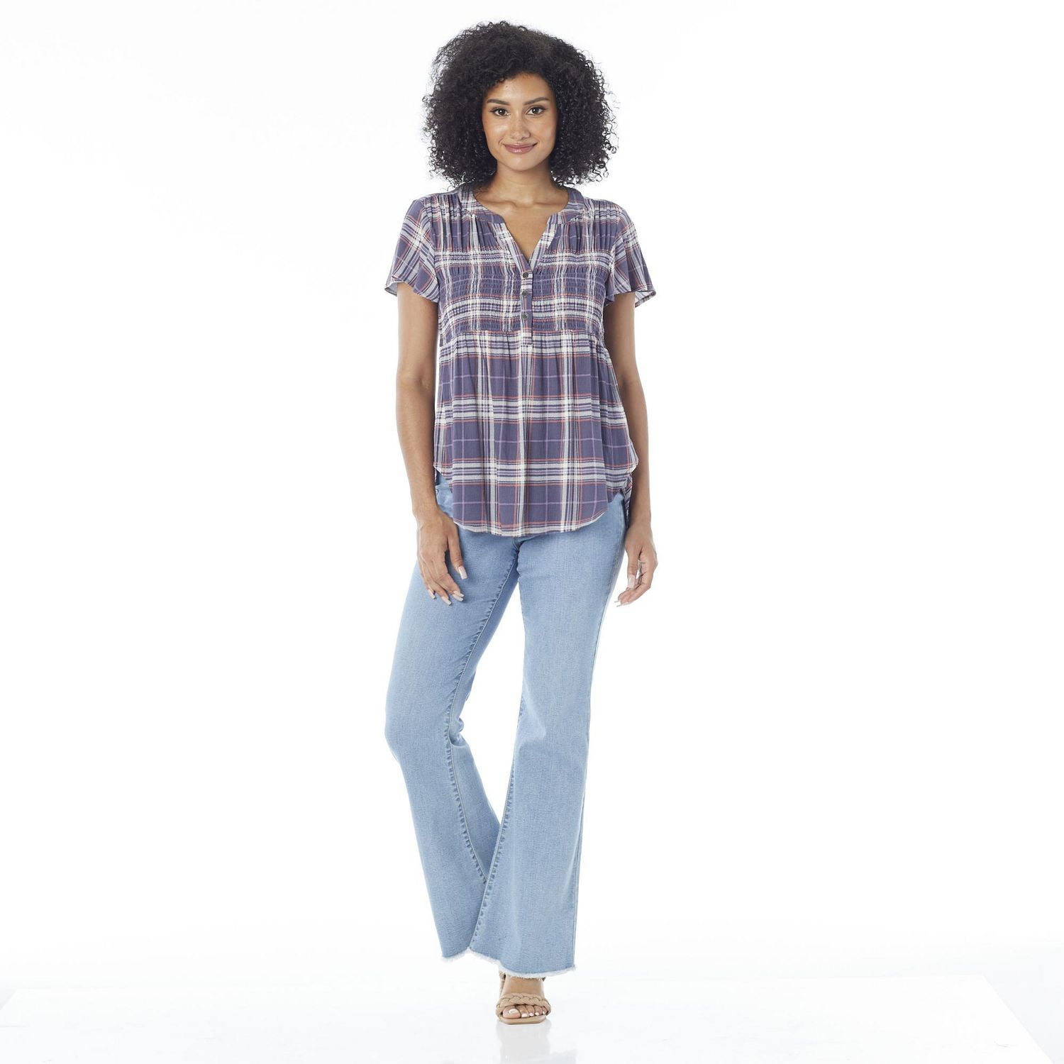 IVY Women's Flutter Sleeve Printed Blouse