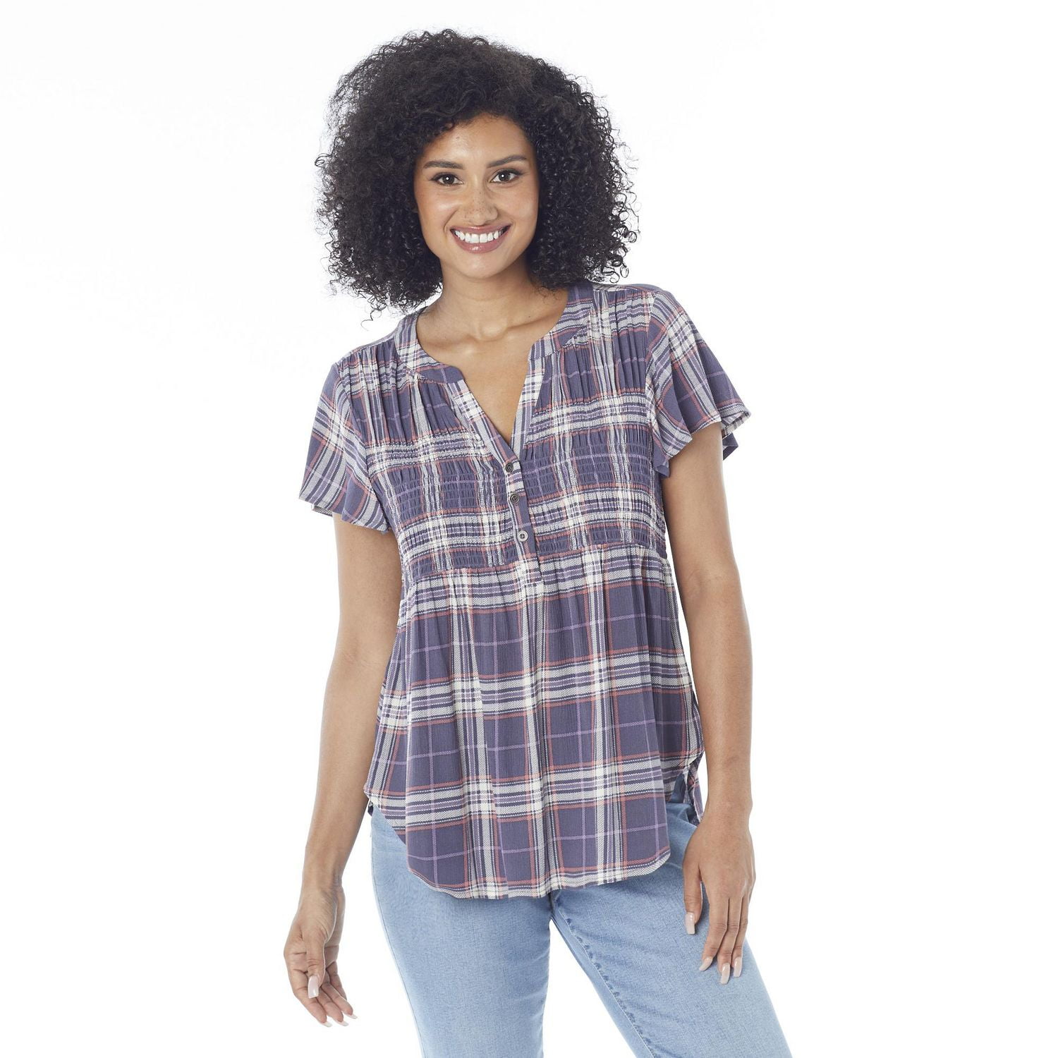 IVY Women's Flutter Sleeve Printed Blouse