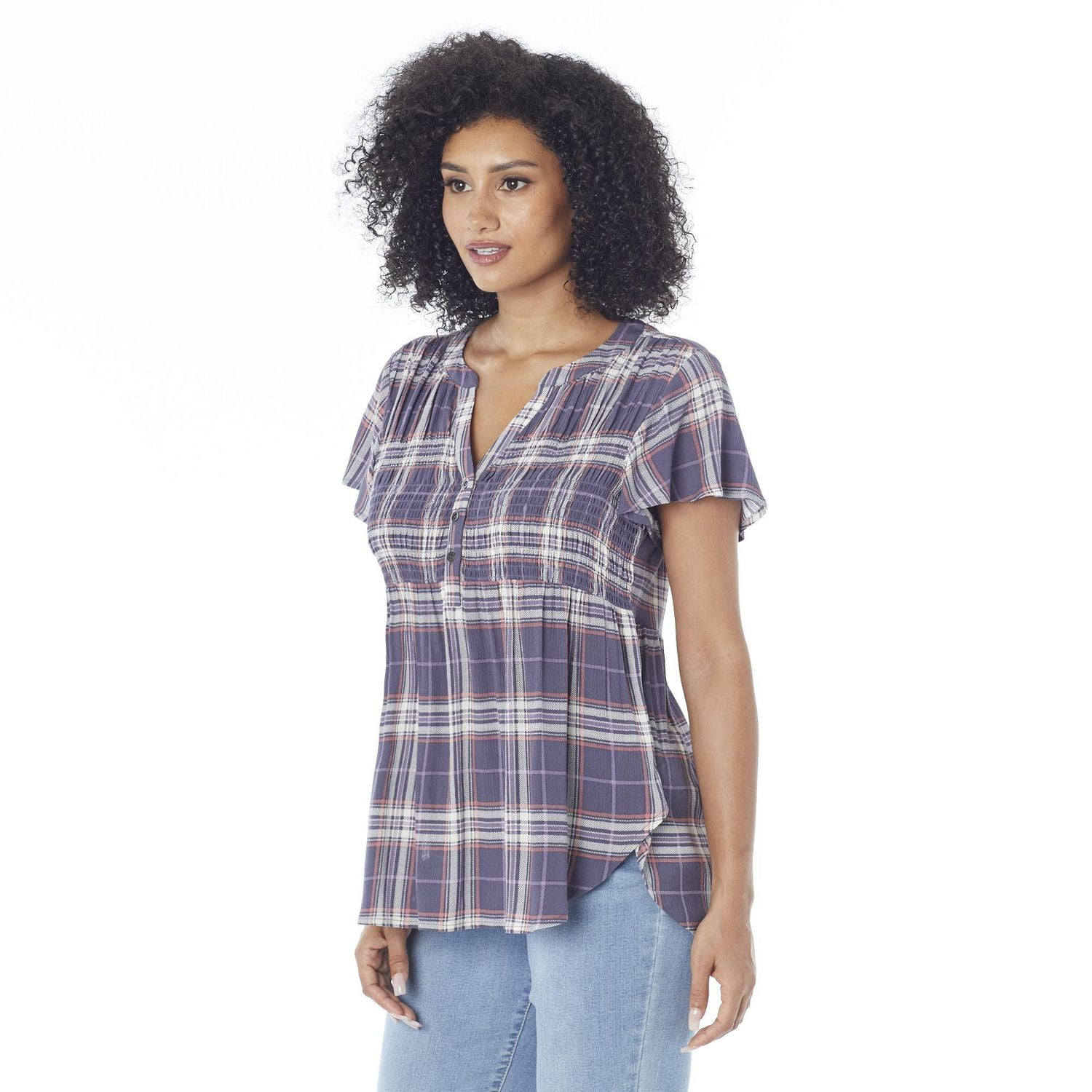 IVY Women's Flutter Sleeve Printed Blouse