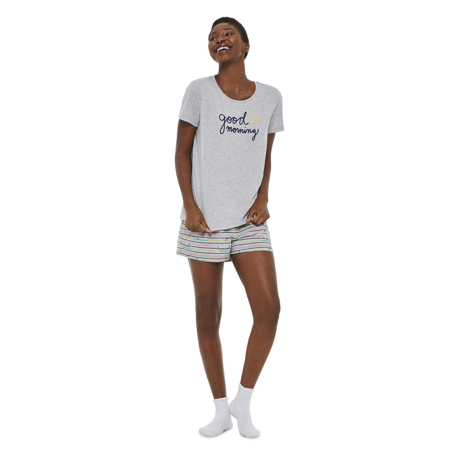LOVE Ellen DeGeneres Women's Tee and Boxer Short Pajamas 2-Piece Set