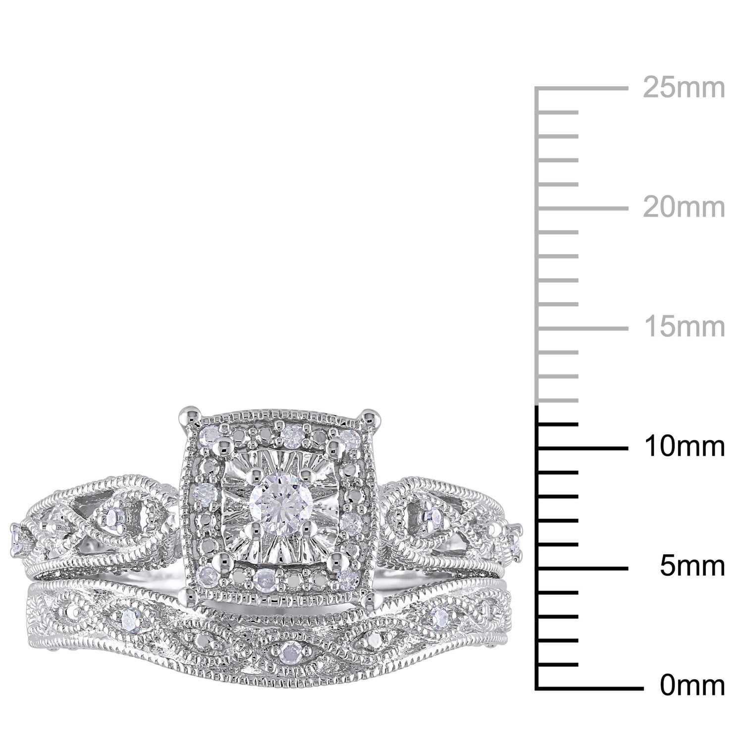 Miabella 0.20 Carat T.W. Diamond Sterling Silver Bridal Set
