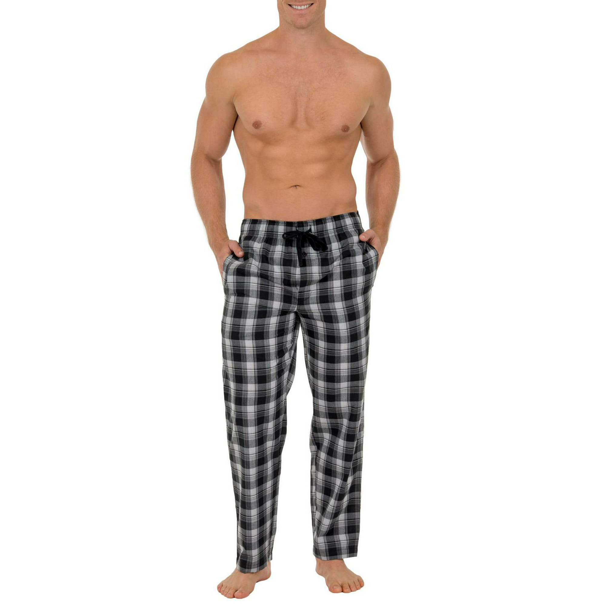 Mens Black and White Plaid Pajama Pants