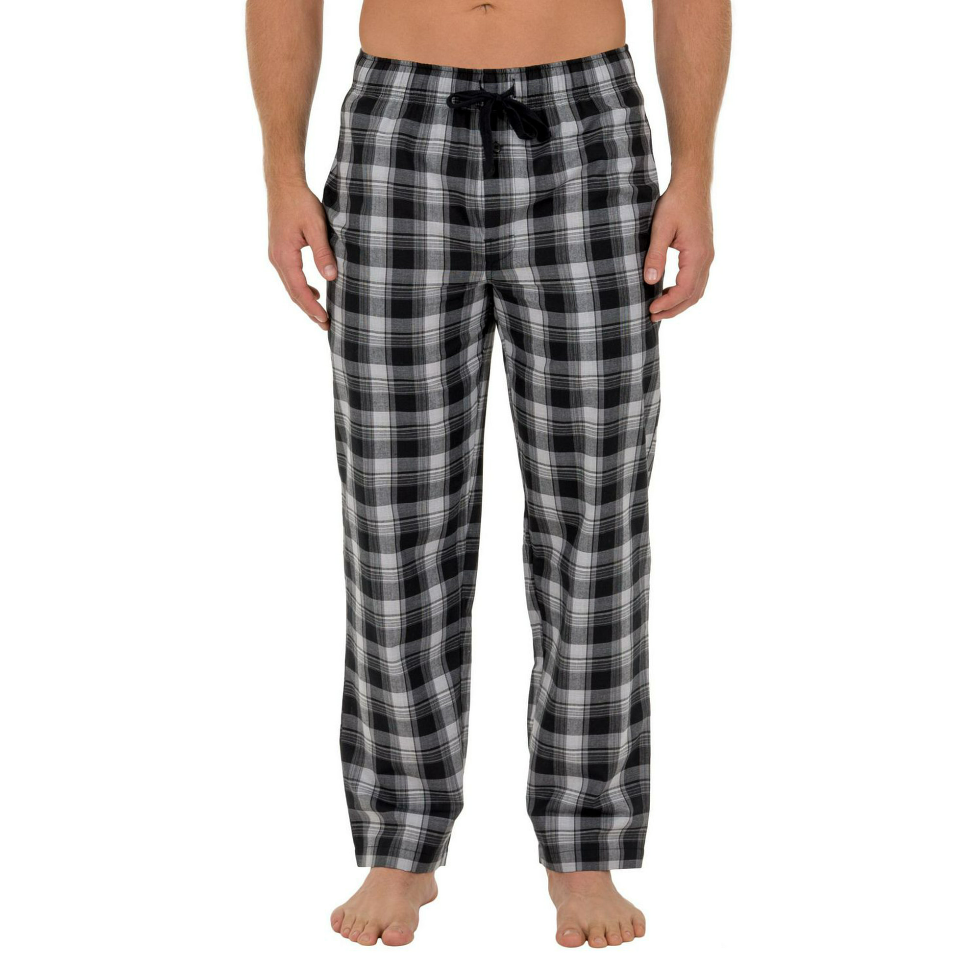 Fruit of the Loom Men's Microsanded Woven Plaid Pajama Pant Grey