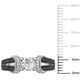 Bague de fiançailles Asteria avec saphirs blancs synthétiques de 0,63 ct PBT et diamants noirs de 0,25 ct poids total en argent sterling – image 3 sur 4