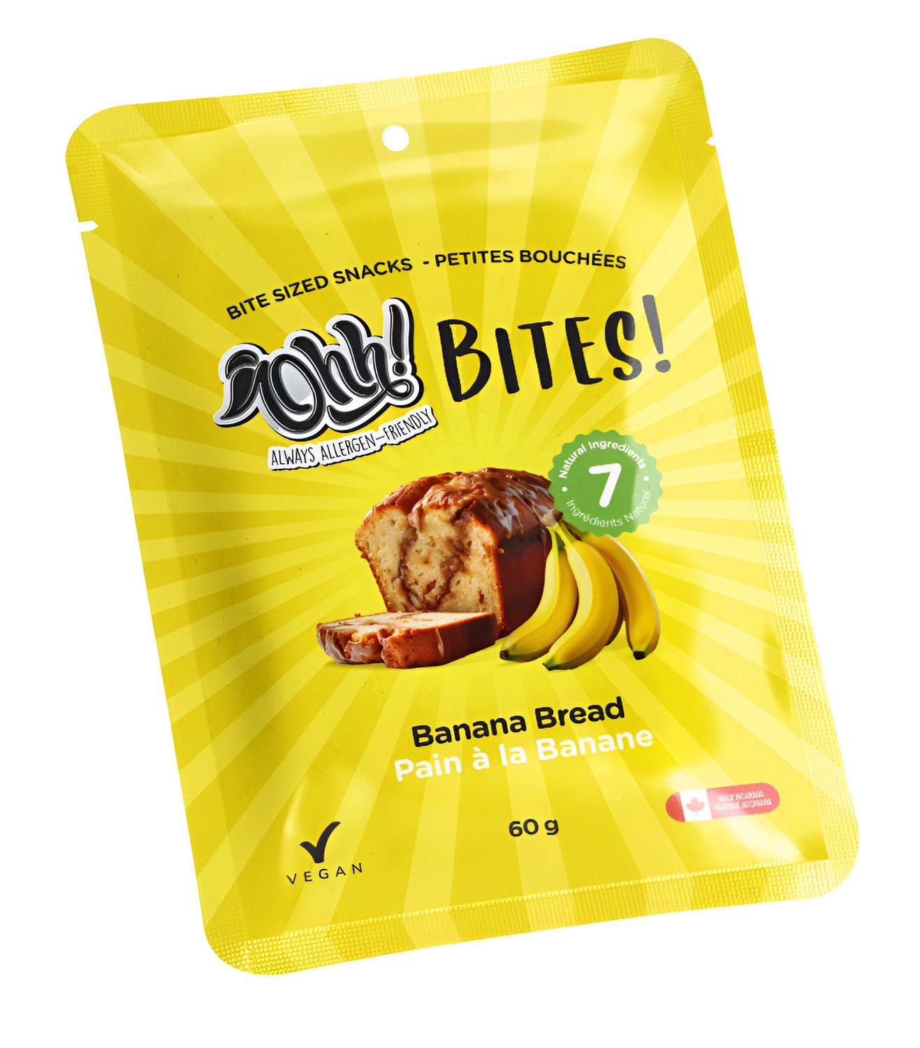 Ohh! Foods Banana Bread Snacking Bites (60g), Gluten-Free, Vegan, Wheat-Free, Free From the Top 10 Common Allergens.