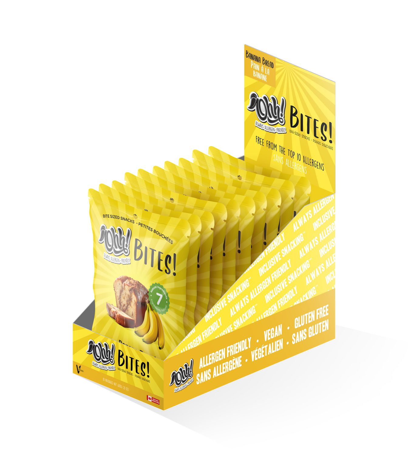 Ohh! Foods Banana Bread Snacking Bites (60g), Gluten-Free, Vegan, Wheat-Free, Free From the Top 10 Common Allergens.