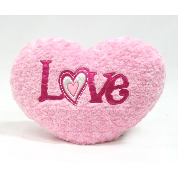 Oreiller doux pour la saint valentin en forme de coeur avec écriture « Love », 20 po