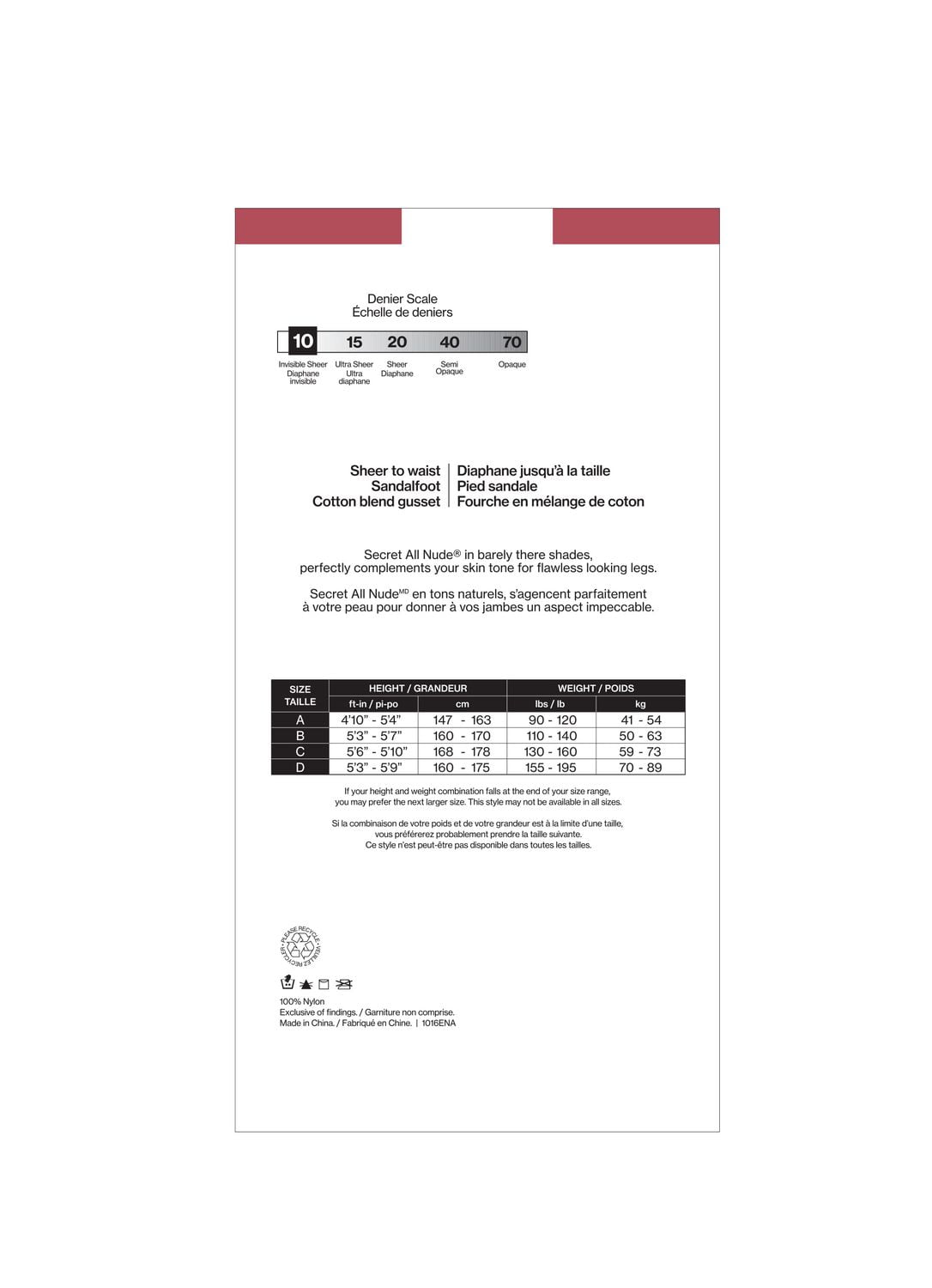 Secret® All Nude Bas-Culotte 1pk