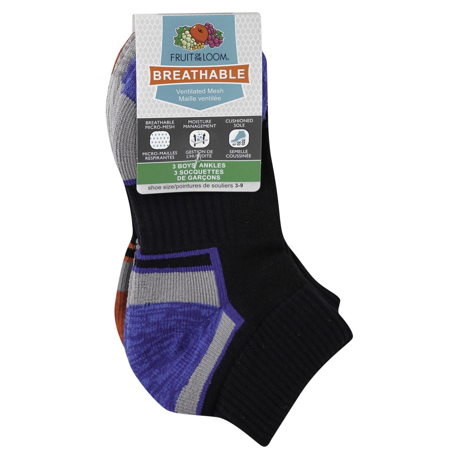 Fruit of the Loom Boys Ankle Quarter Socks 3 Pack Walmart Canada