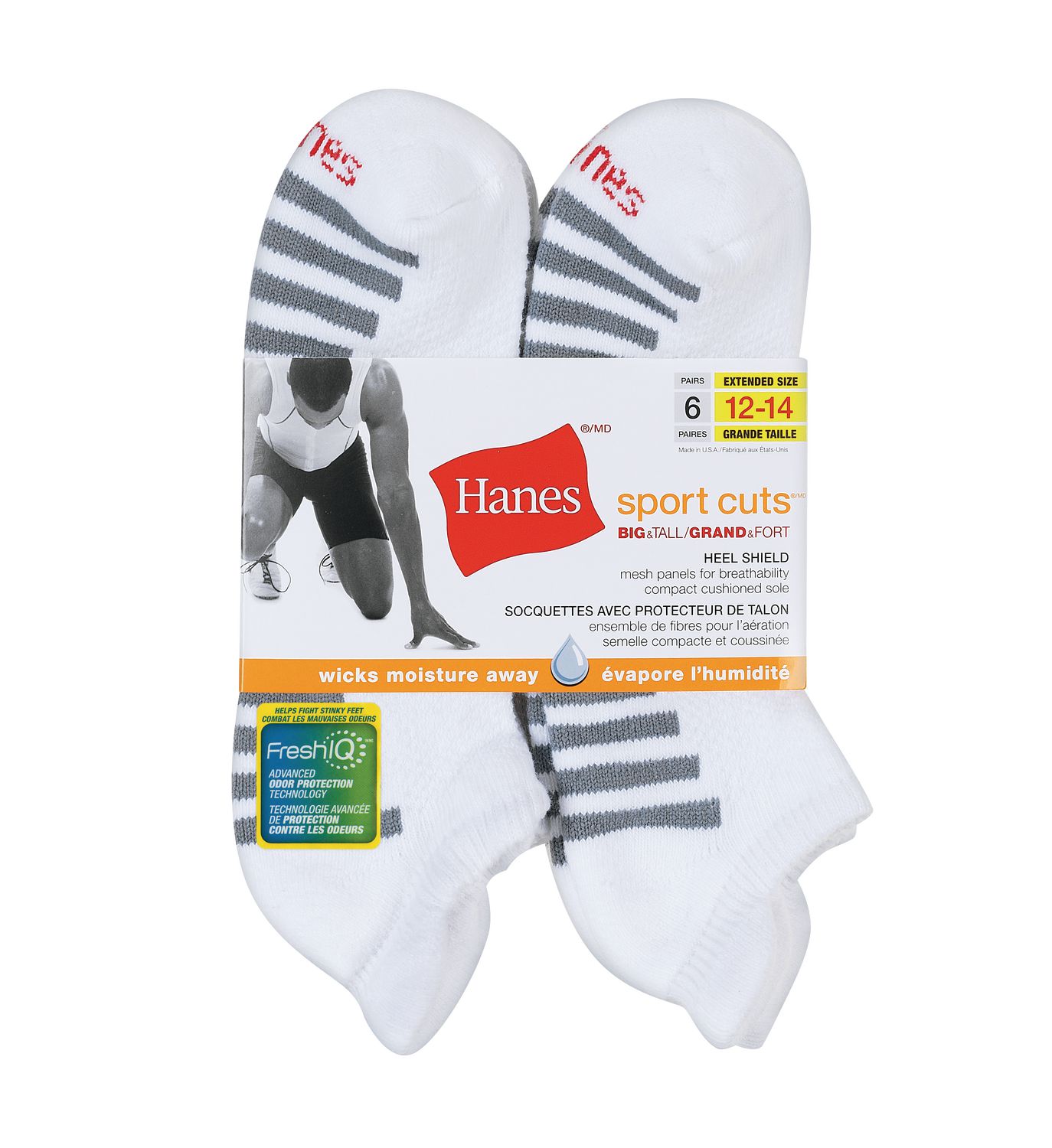 Hanes Men's 6 Pack Sport Cuts Ankle Socks, Sizes 6-12