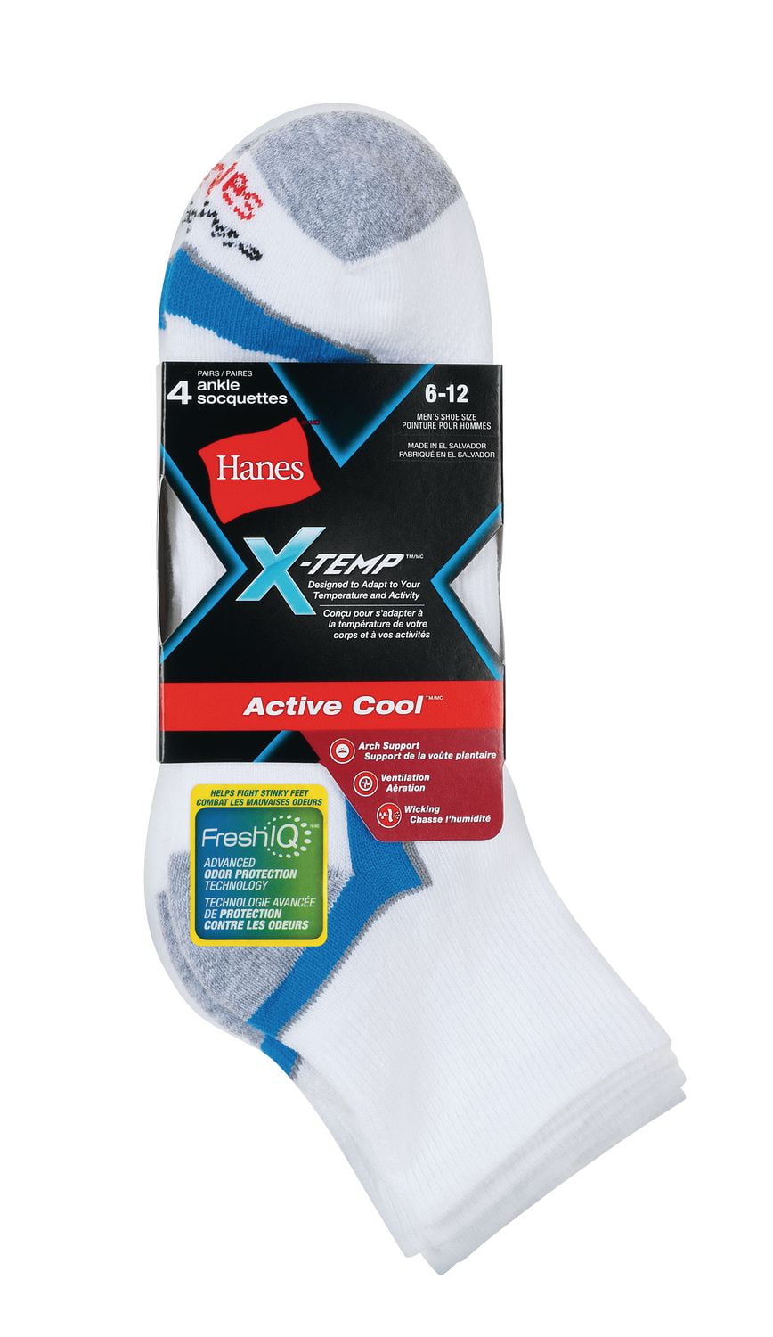 Hanes XTemp Men's ACTIVE Cool 4 Pair Ankle Socks Walmart Canada
