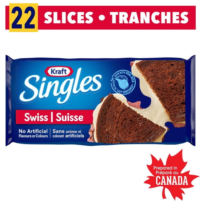 Kraft Singles Swiss Processed Cheese Product Slices, 22 ct Pack