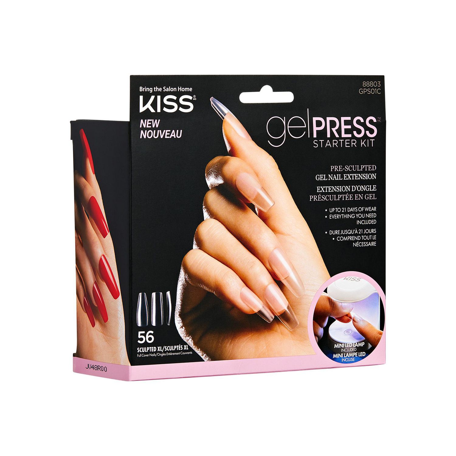 KISS Gel Press Starter Kit - 56 Sculpted XL, Press-on manicure