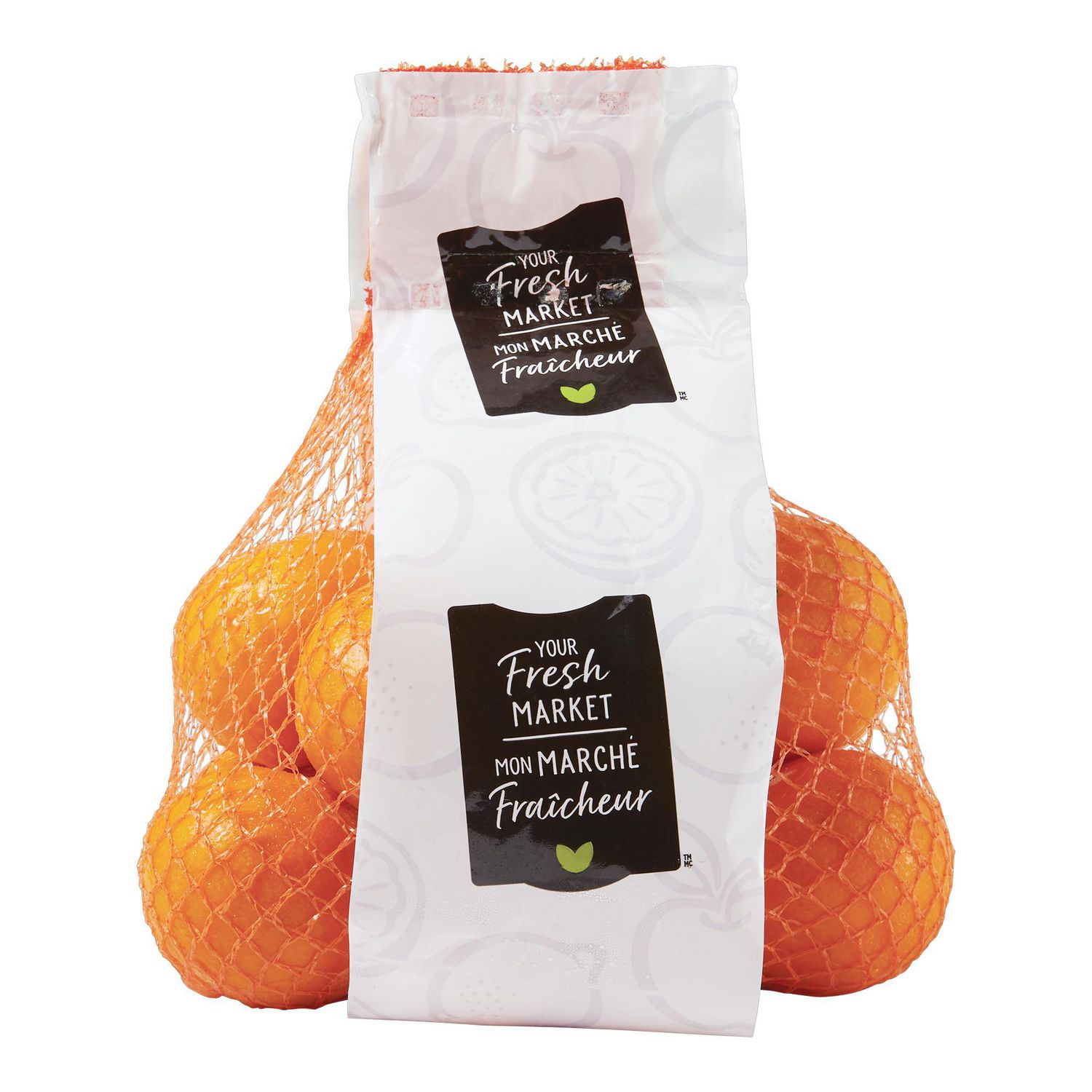 Mon marché fraîcheur Mandarines, Photo de Produit de 2 lb de Mandarines à la Peau d'Orange Lisse sur Fond Blanc Uni; note sur les Spécifications du Produit Freshness Guaranteed. Souvent Utilisé comme Collation portable Ou Ajouté aux Salades de Fruits.