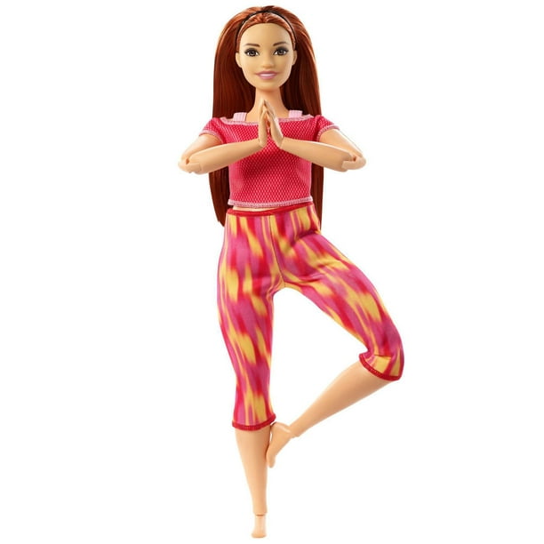 Barbie Made to Move Doll, Curvy, with 22 Flexible Joints & Long Straight  Red Hair Wearing Athleisure-wear 