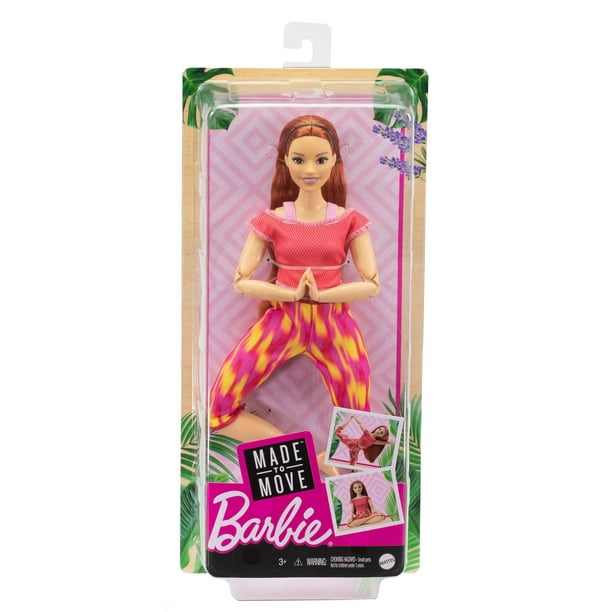 Barbie Made to Move Doll, Curvy, with 22 Flexible Joints & Long