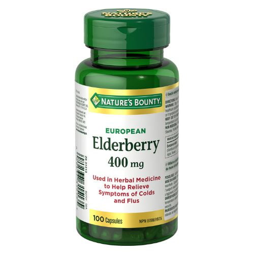 NATURE'S BOUNTY European Elderberry, 400 mg, Helps Relieve Cold And Flu Symptoms, Used In Herbal Medicine, Capsules 100.0 count