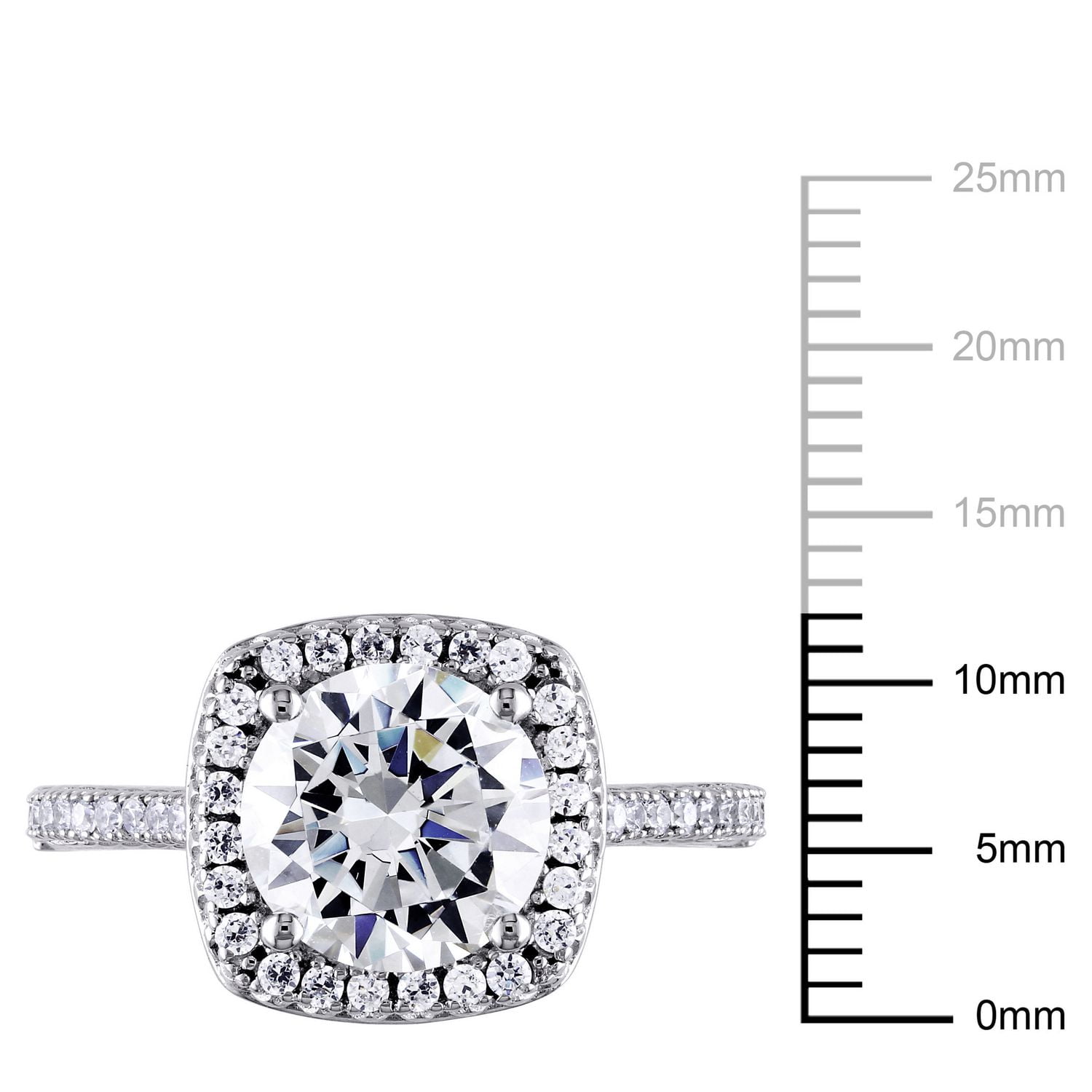 Miabella 5 Carat T.G.W. Cubic Zirconia Sterling Silver Halo Engagement Ring