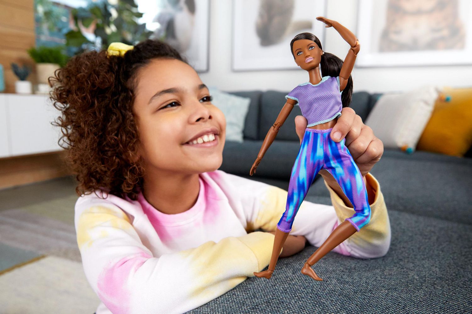 Barbie Made to Move Doll with 22 Flexible Joints & Curly Brunette