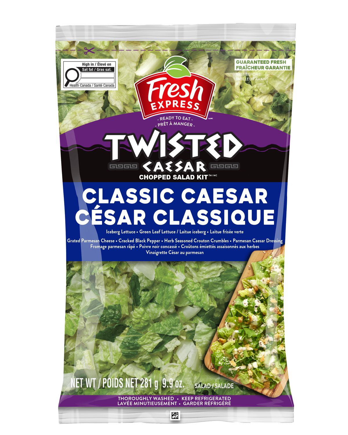 Trousse Chopped Salad Kit César classique Twisted Caesar de Fresh Express 266g