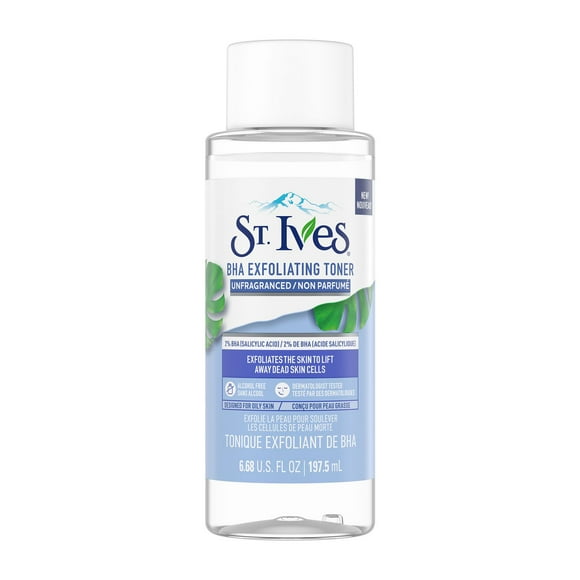 St. Ives Unfragranced BHA Exfoliating Toner 197.5mL, Exfoliates the skin to lift away dead skin cells