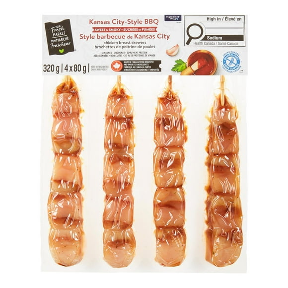 Your Fresh Market Kansas City-Style BBQ Chicken Breast Skewers, 4 x 80 g pieces, 320 g total