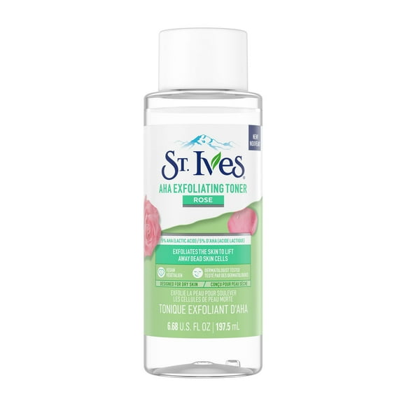St. Ives Rose AHA Exfoliating Toner 197.5mL, Exfoliates to lift away dead skin cells
