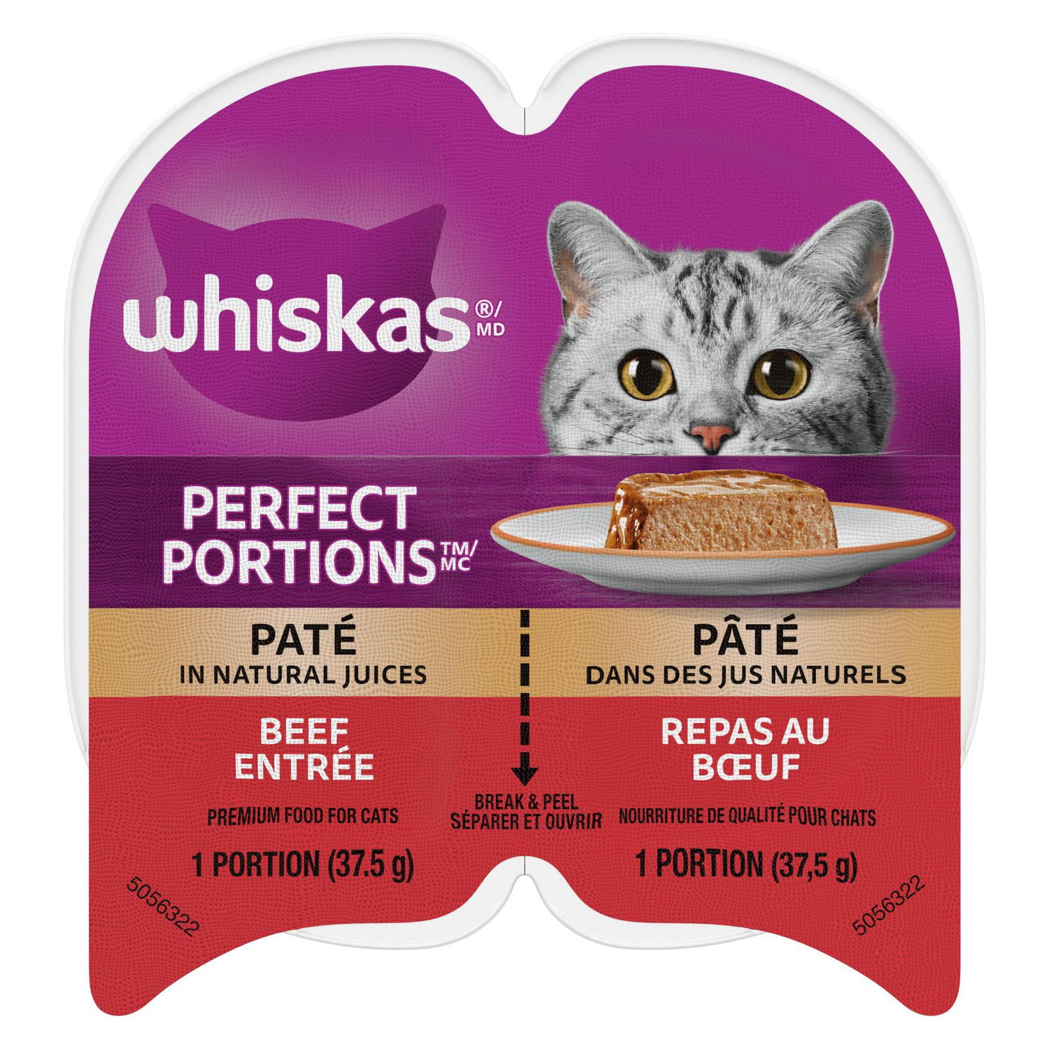 Whiskas Perfect Portions Beef Entr e Pat Wet Cat Food 75g