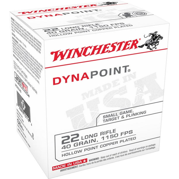 Winchester Munition Balles à pointe creuse plaquée de cuivre USA Dynapoint en plomb de 40 grains, calibre 22