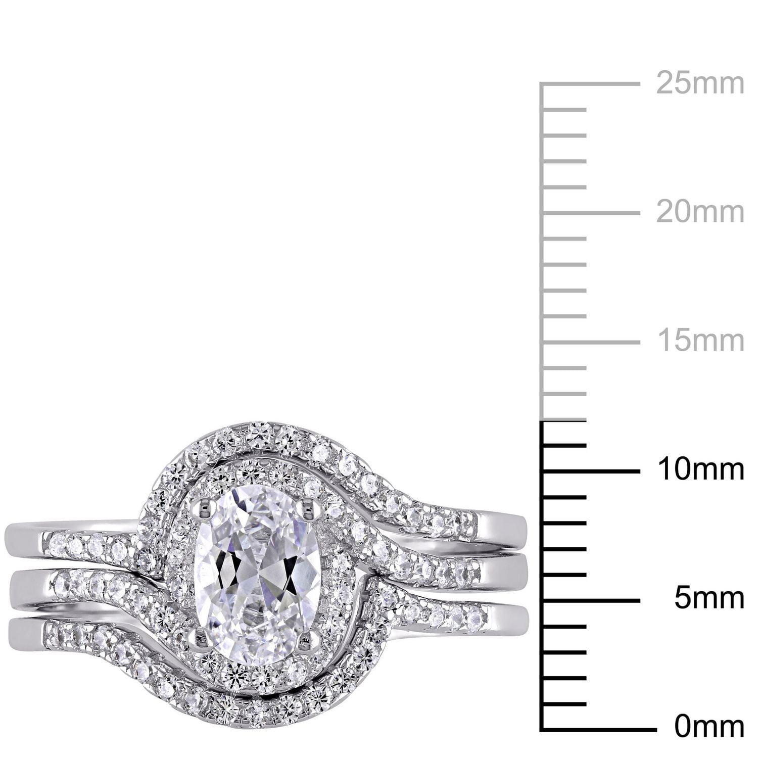 Miabella 1.88 Carat T.G.W. Cubic Zirconia Sterling Silver Bypass Bridal Set