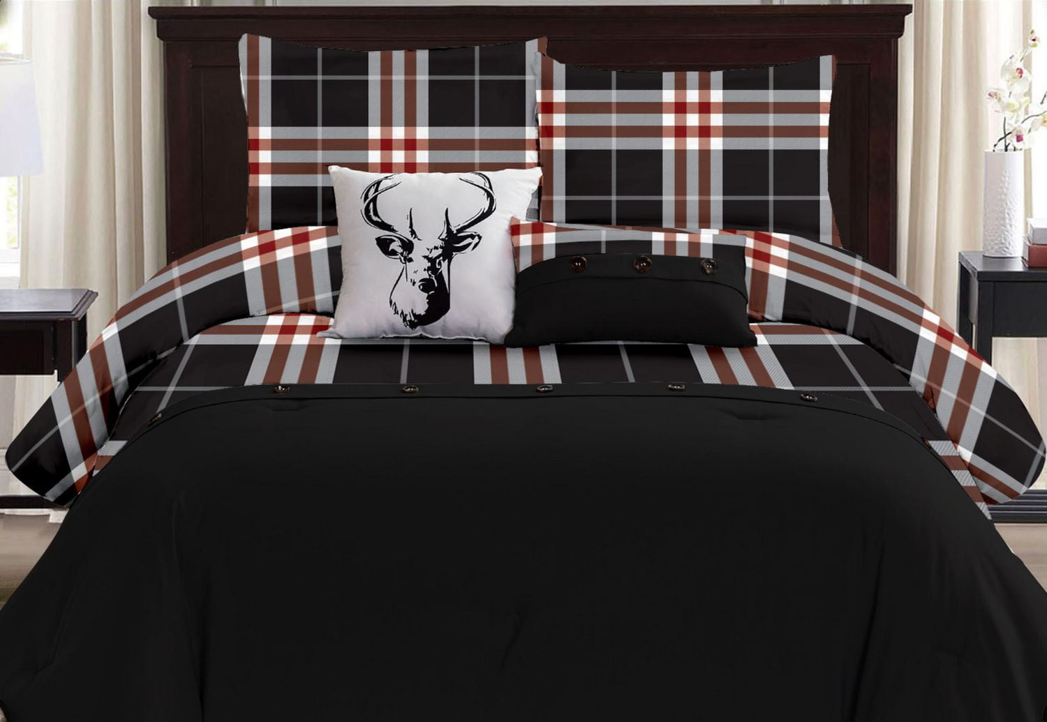 Myne 5pcs Comforter Set Black King Walmart Canada