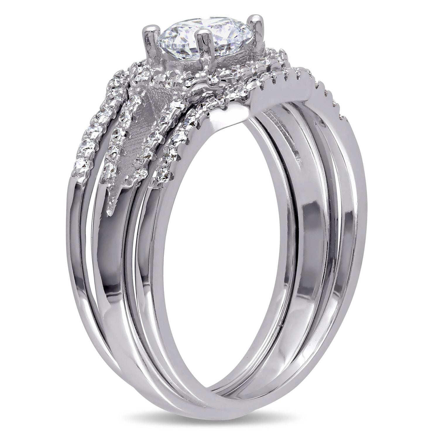 Ensemble nuptial avec zircons cubiques de 2,20 ct PBT en argent sterling de Miabella