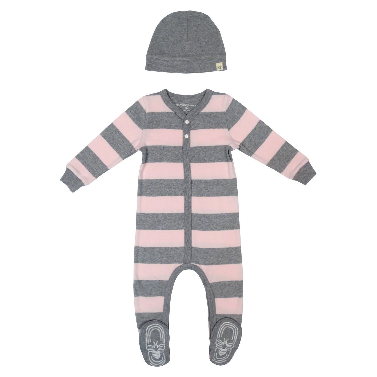Burt's Bee Rugby Stripe Girls Sleeper with Hat Walmart Canada