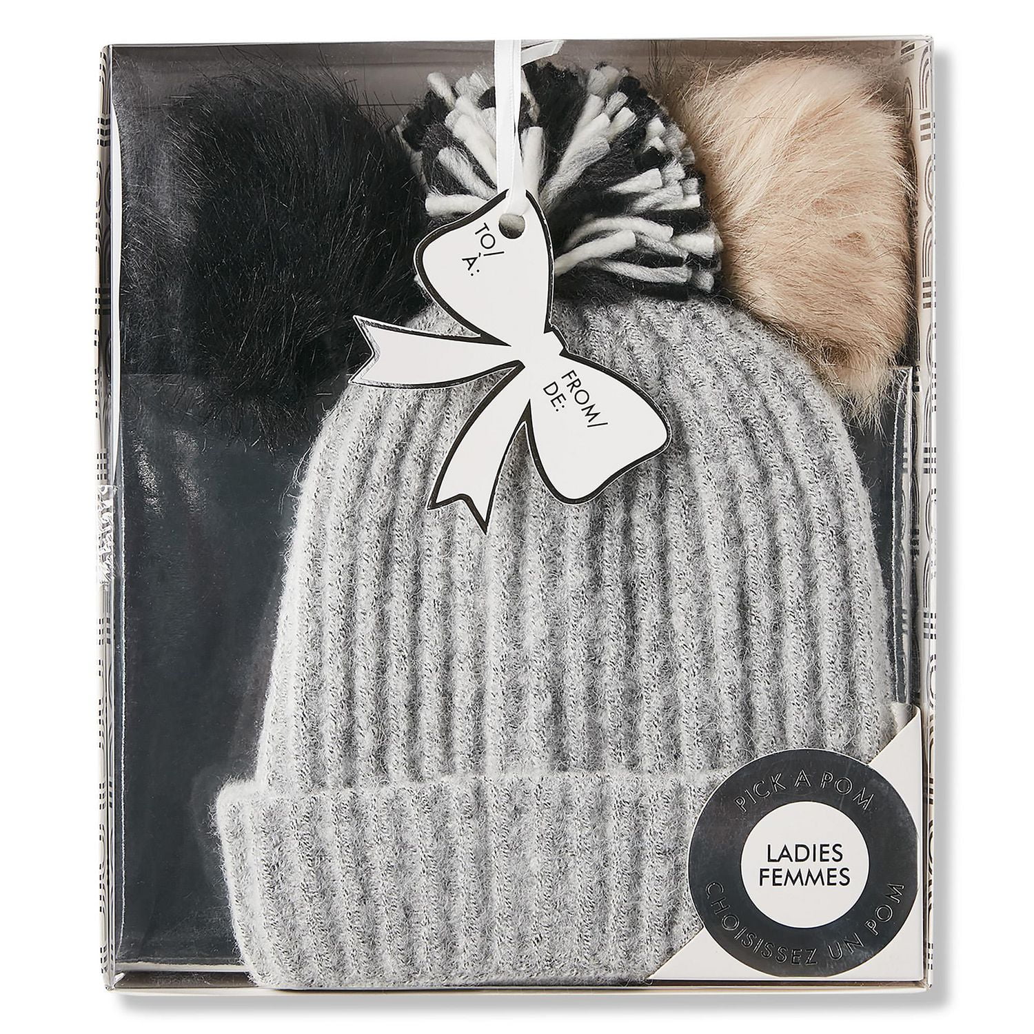 George Women’s Toque and Three Pompoms Set