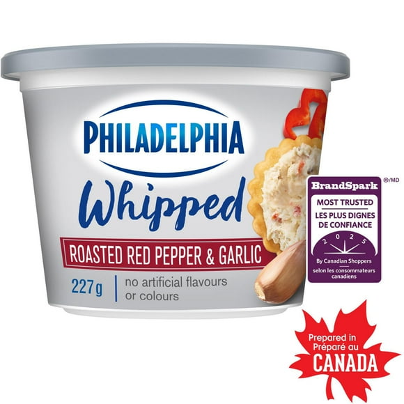 Produit de fromage à la crème Philadelphia Fouetté Poivron rouge rôti et ail 227g